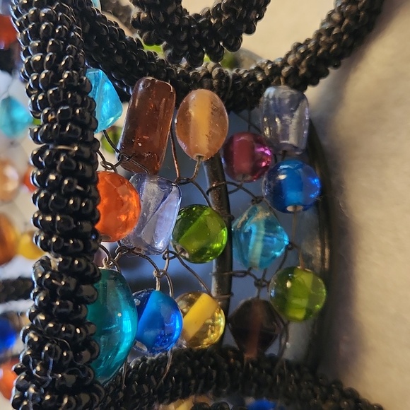 Hand created beaded, stones, and wire decorative display art. Made in India - Picture 5 of 5